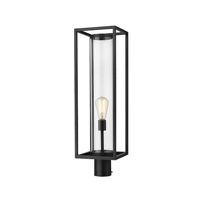 Z-Lite Dunbroch 1 Light 28" Outdoor Post Mount Fixture, Black/Clear