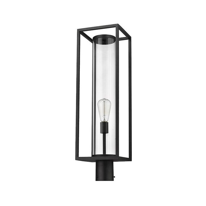 Z-Lite Dunbroch 1 Light 28" Outdoor Post Mount Fixture, Black/Clear