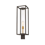 Z-Lite Dunbroch 1 Light 28" Outdoor Post, Bronze/Brass, Clear - 584PHBR-DBZ-OBS
