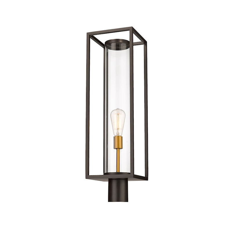 Z-Lite Dunbroch 1 Light 28" Outdoor Post, Bronze/Brass, Clear - 584PHBR-DBZ-OBS
