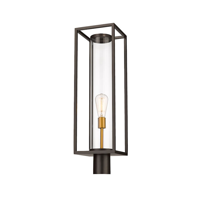 Z-Lite Dunbroch 1 Light 28" Outdoor Post, Bronze/Brass, Clear - 584PHBR-DBZ-OBS