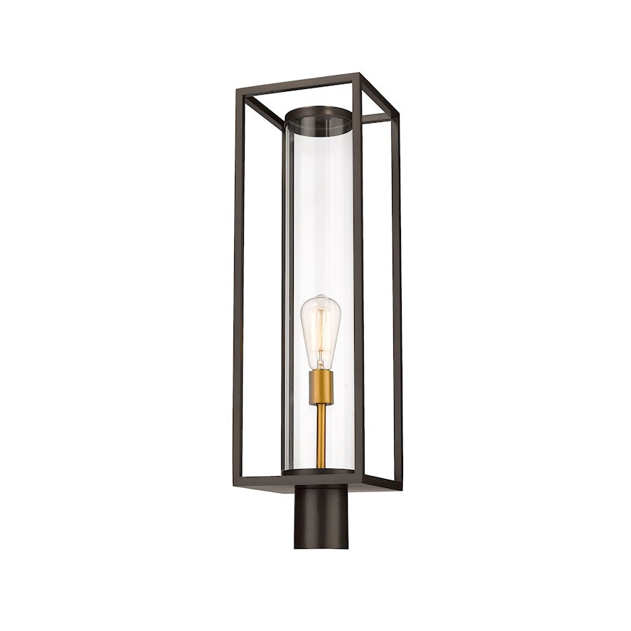 Z-Lite Dunbroch 1 Light 28" Outdoor Post, Bronze/Brass, Clear - 584PHBR-DBZ-OBS