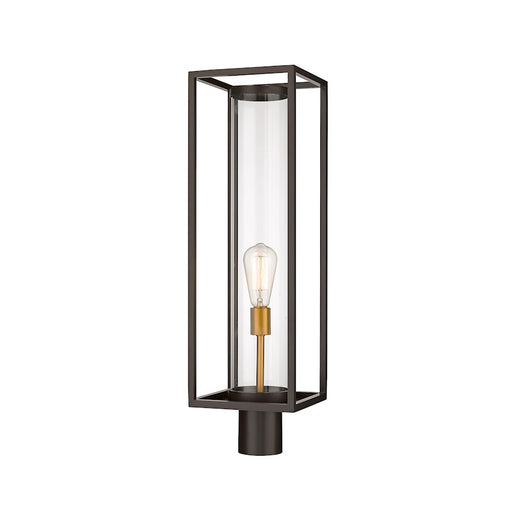 Z-Lite Dunbroch 1 Light 28" Outdoor Post, Bronze/Brass/Clear