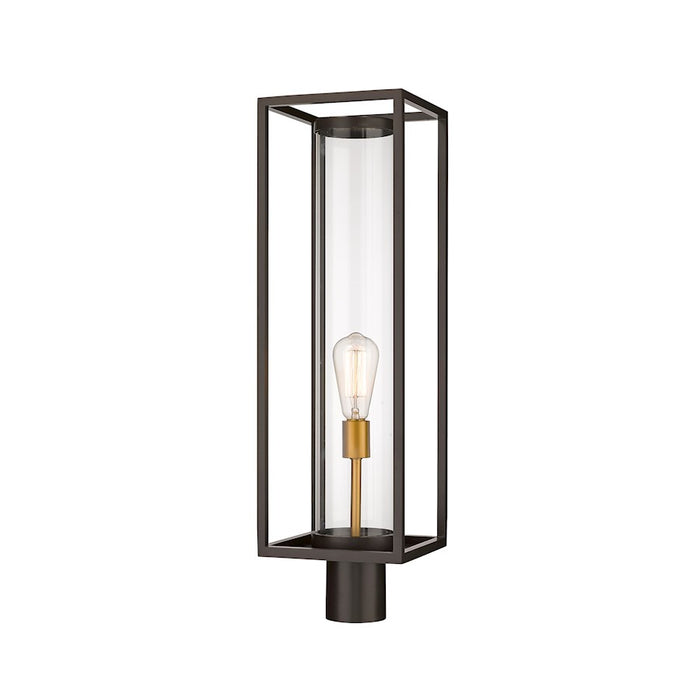 Z-Lite Dunbroch 1 Light 28" Outdoor Post, Bronze/Brass/Clear