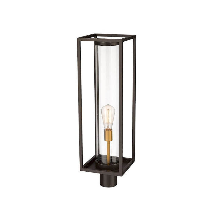 Z-Lite Dunbroch 1 Light 28" Outdoor Post, Bronze/Brass/Clear