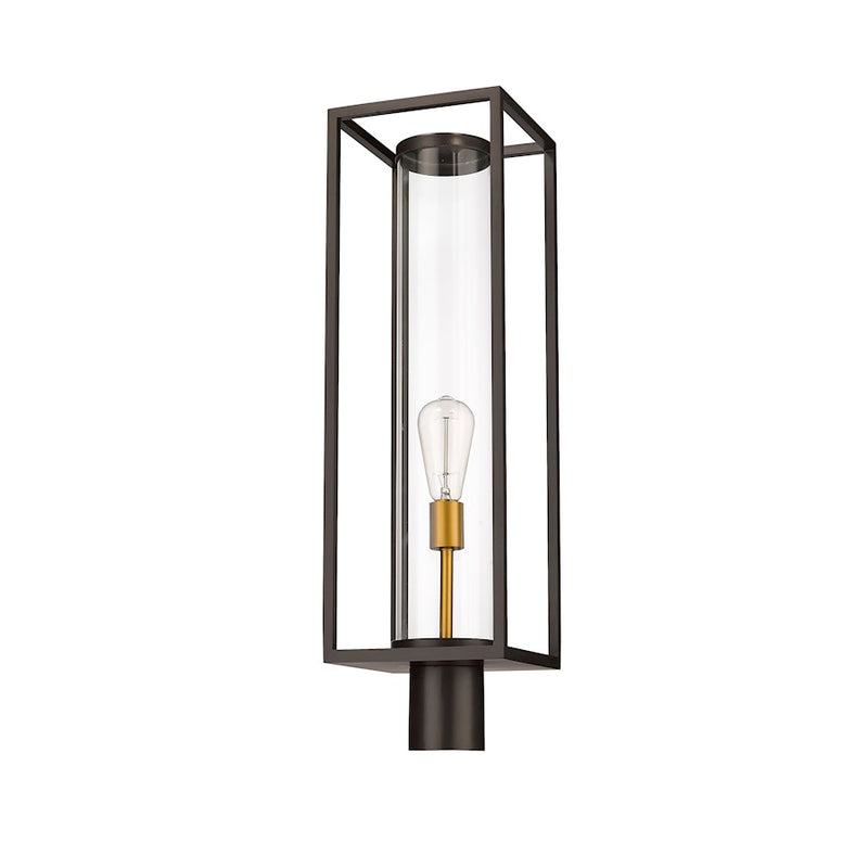 Z-Lite Dunbroch 1 Light 28" Outdoor Post, Bronze/Brass/Clear