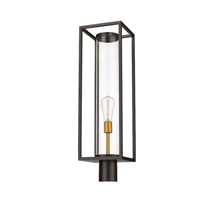Z-Lite Dunbroch 1 Light 28" Outdoor Post, Bronze/Brass/Clear