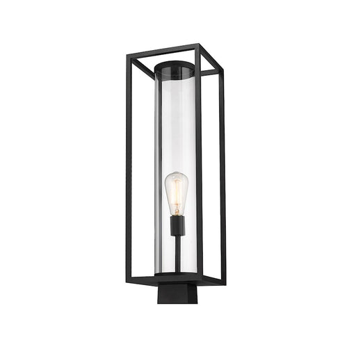 Z-Lite Dunbroch 1 Light 26.25" Outdoor Post Mount, Black/Clear - 584PHBS-BK