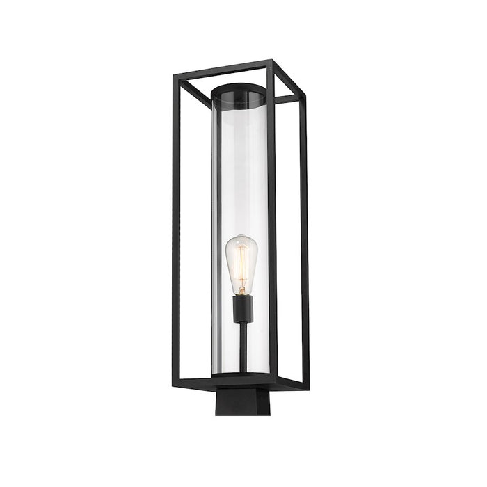 Z-Lite Dunbroch 1 Light 26.25" Outdoor Post Mount, Black/Clear - 584PHBS-BK
