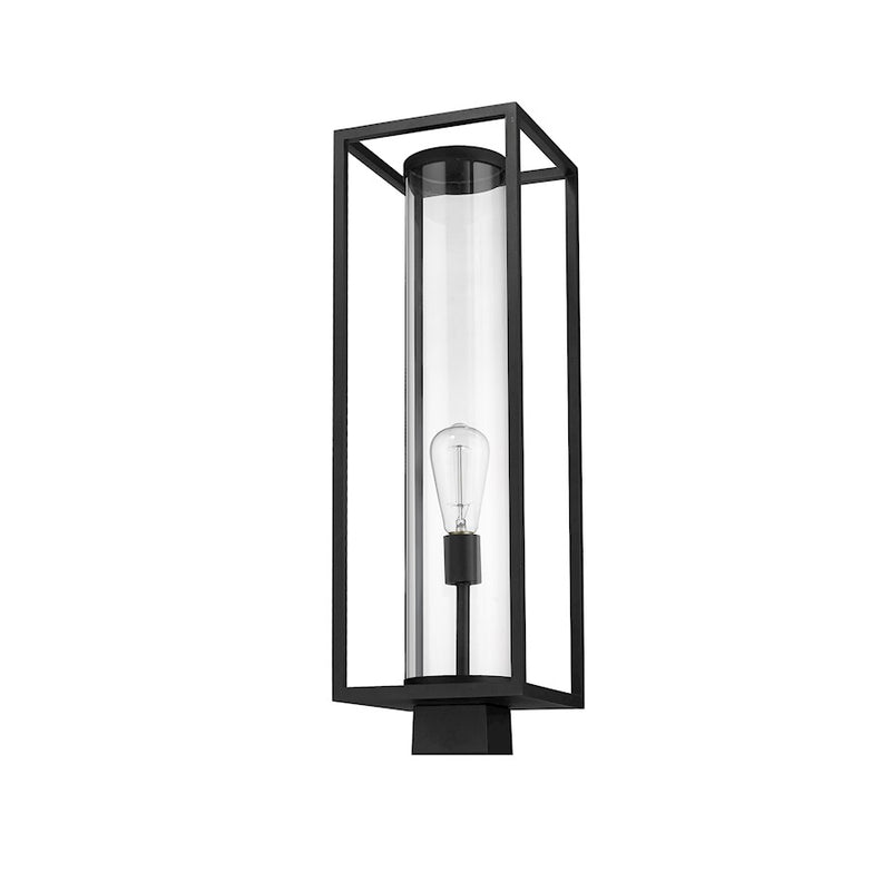 Z-Lite Dunbroch 1 Light 26.25" Outdoor Post Mount, Black/Clear