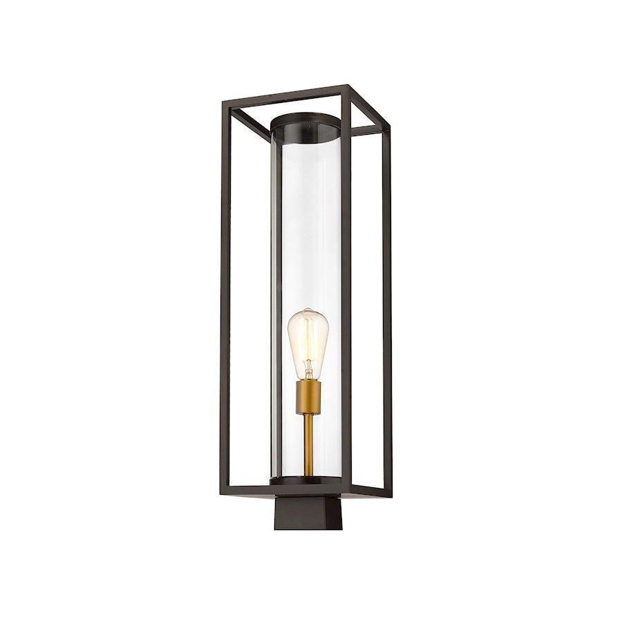 Z-Lite Dunbroch 1 Light 26" Outdoor Post, Bronze/Brass, Clear - 584PHBS-DBZ-OBS
