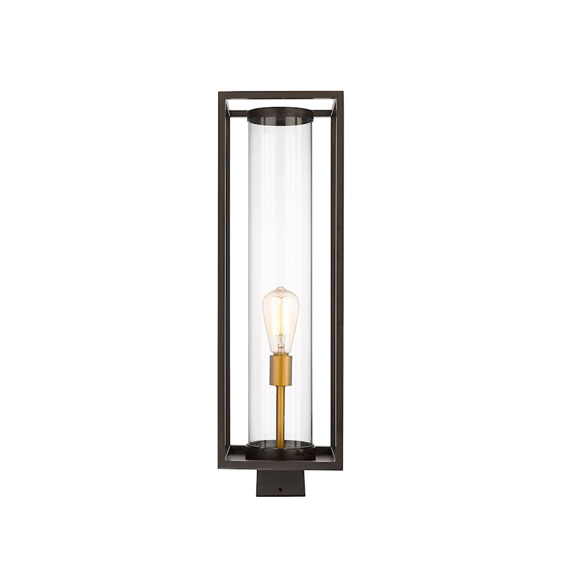 Z-Lite Dunbroch 1 Light 26" Outdoor Post, Bronze/Brass/Clear