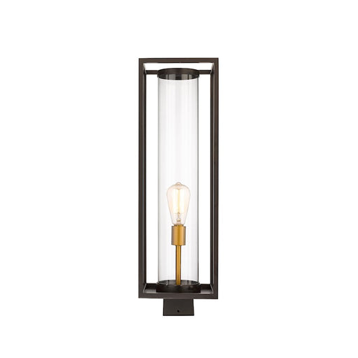 Z-Lite Dunbroch 1 Light 26" Outdoor Post, Bronze/Brass/Clear