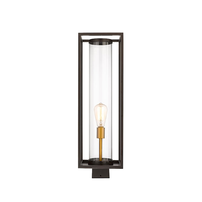 Z-Lite Dunbroch 1 Light 26" Outdoor Post, Bronze/Brass/Clear