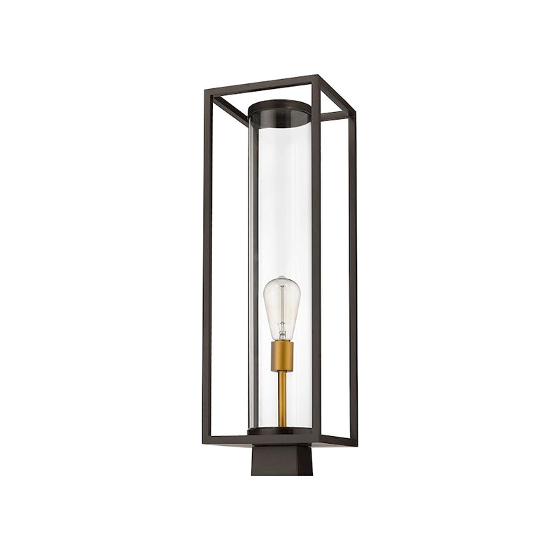 Z-Lite Dunbroch 1 Light 26" Outdoor Post, Bronze/Brass/Clear
