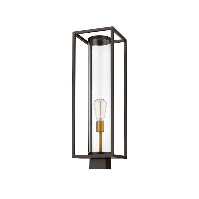 Z-Lite Dunbroch 1 Light 26" Outdoor Post, Bronze/Brass/Clear