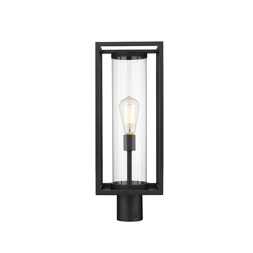 Z-Lite Dunbroch 1 Light 22" Outdoor Post Mount Fixture, Black/Clear