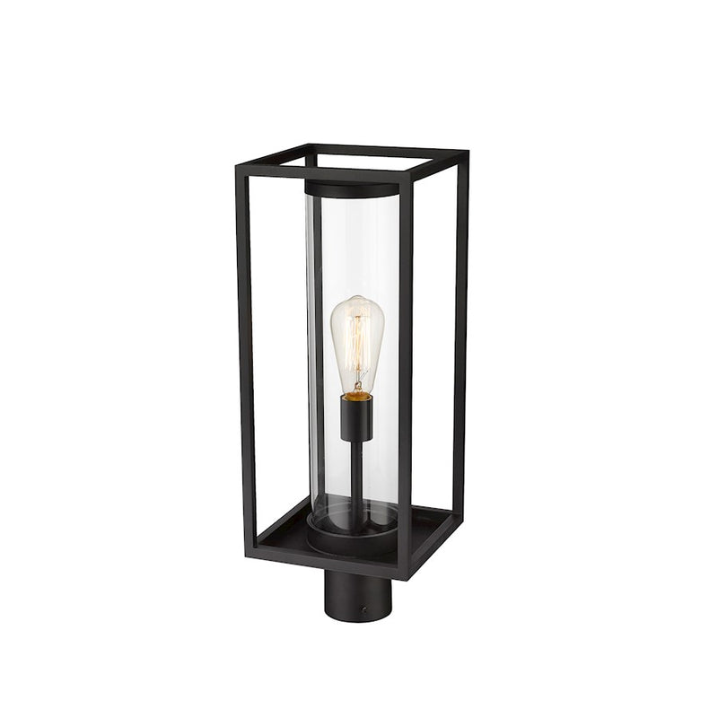 Z-Lite Dunbroch 1 Light 22" Outdoor Post Mount Fixture, Black/Clear