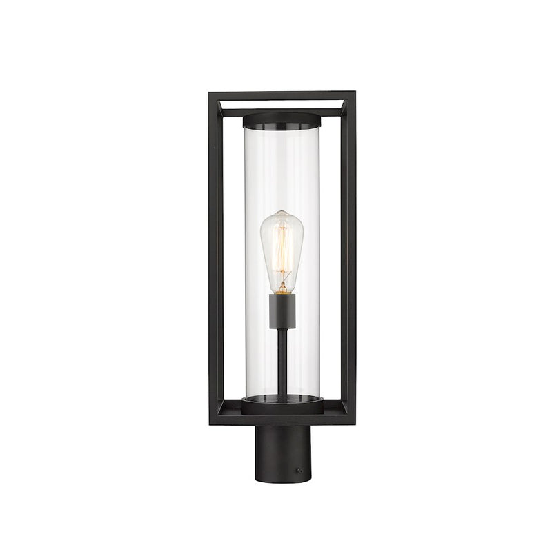 Z-Lite Dunbroch 1 Light 22" Outdoor Post Mount Fixture, Black/Clear