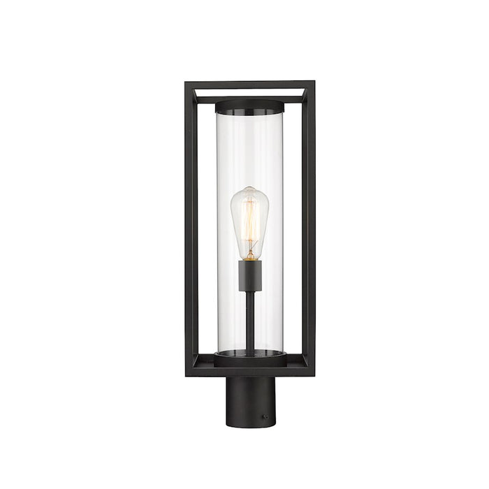 Z-Lite Dunbroch 1 Light 22" Outdoor Post Mount Fixture, Black/Clear