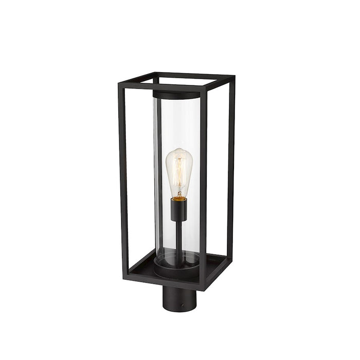 Z-Lite Dunbroch 1 Light 22" Outdoor Post Mount Fixture, Black/Clear