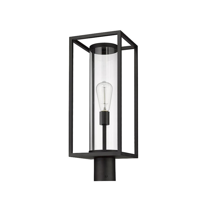 Z-Lite Dunbroch 1 Light 22" Outdoor Post Mount Fixture, Black/Clear
