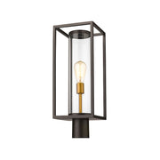 Z-Lite Dunbroch 1 Light 22" Outdoor Post, Bronze/Brass, Clear - 584PHMR-DBZ-OBS
