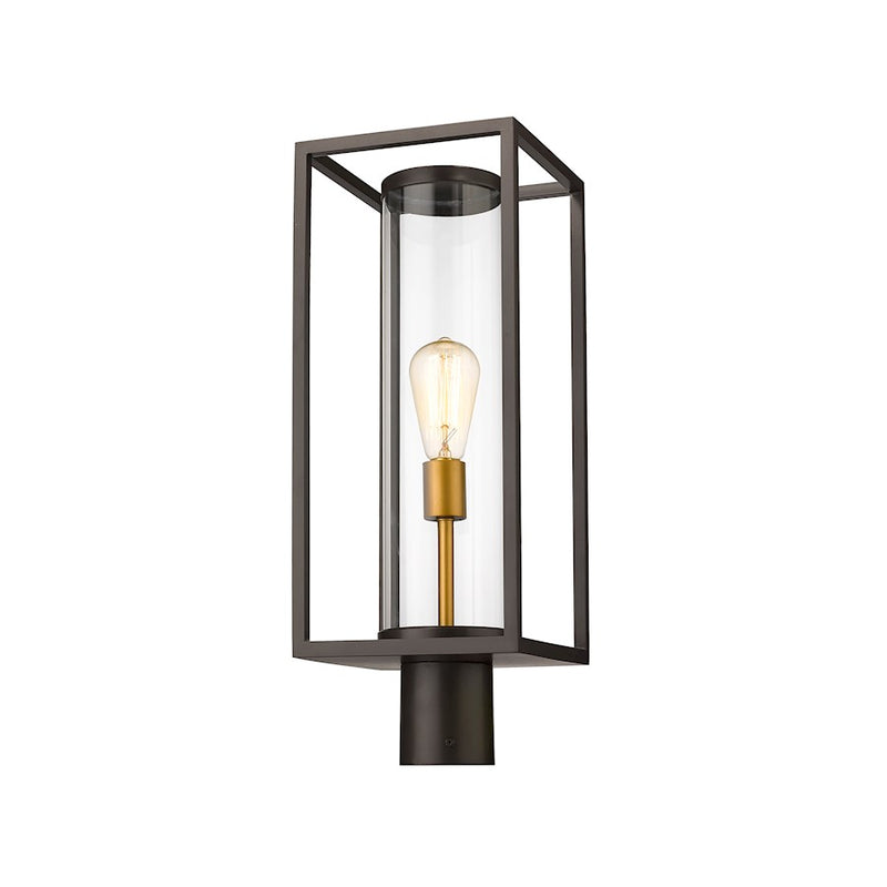 Z-Lite Dunbroch 1 Light 22" Outdoor Post, Bronze/Brass, Clear - 584PHMR-DBZ-OBS