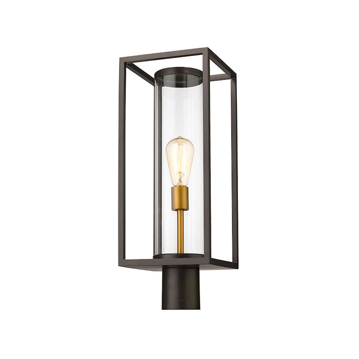 Z-Lite Dunbroch 1 Light 22" Outdoor Post, Bronze/Brass, Clear - 584PHMR-DBZ-OBS