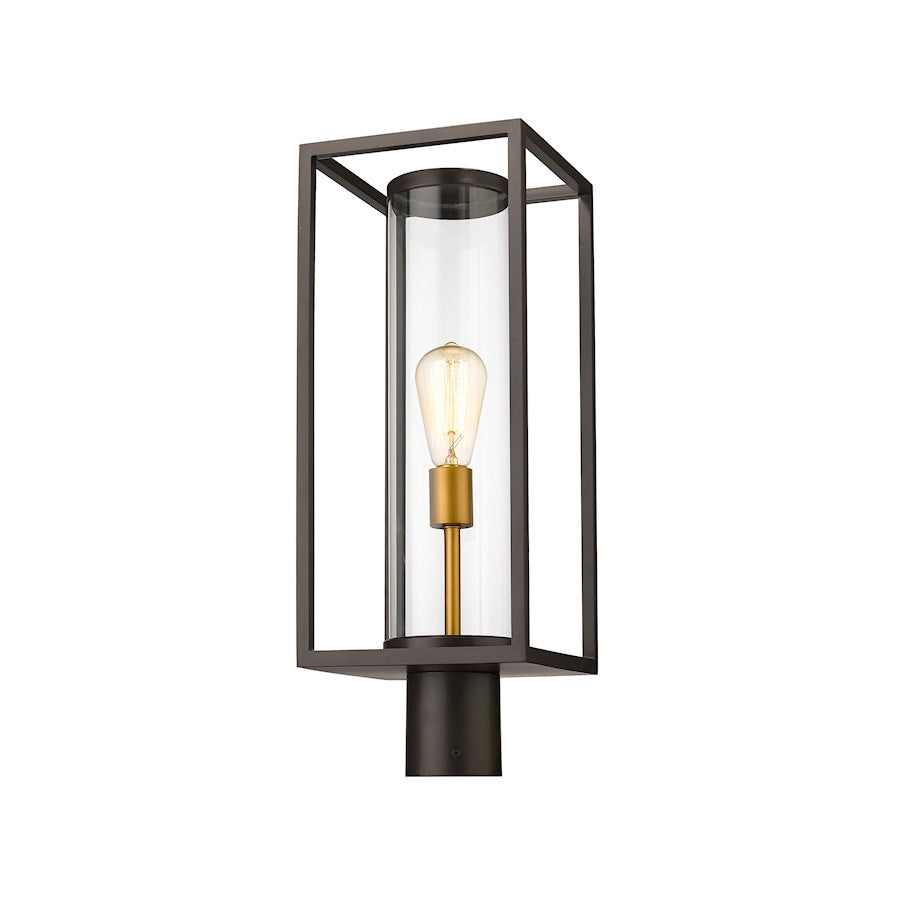 Z-Lite Dunbroch 1 Light 22" Outdoor Post, Bronze/Brass, Clear - 584PHMR-DBZ-OBS