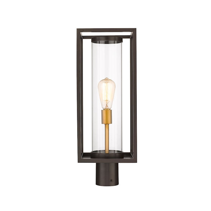 Z-Lite Dunbroch 1 Light 22" Outdoor Post, Bronze/Brass/Clear
