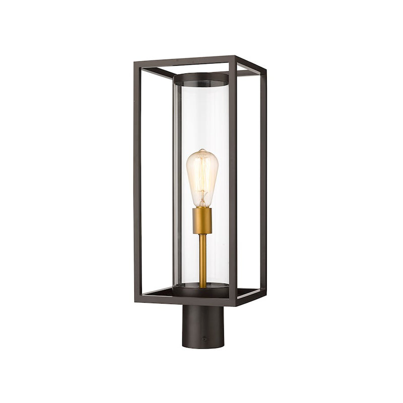 Z-Lite Dunbroch 1 Light 22" Outdoor Post, Bronze/Brass/Clear