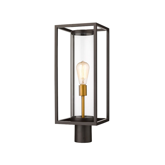 Z-Lite Dunbroch 1 Light 22" Outdoor Post, Bronze/Brass/Clear