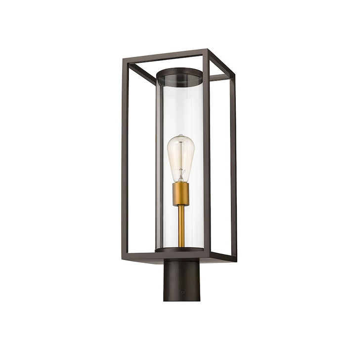 Z-Lite Dunbroch 1 Light 22" Outdoor Post, Bronze/Brass/Clear