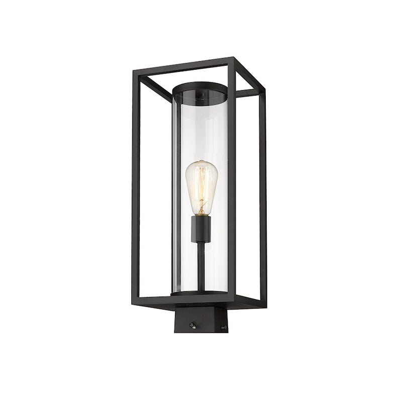 Z-Lite Dunbroch 1 Light 20.25" Outdoor Post Mount, Black/Clear - 584PHMS-BK