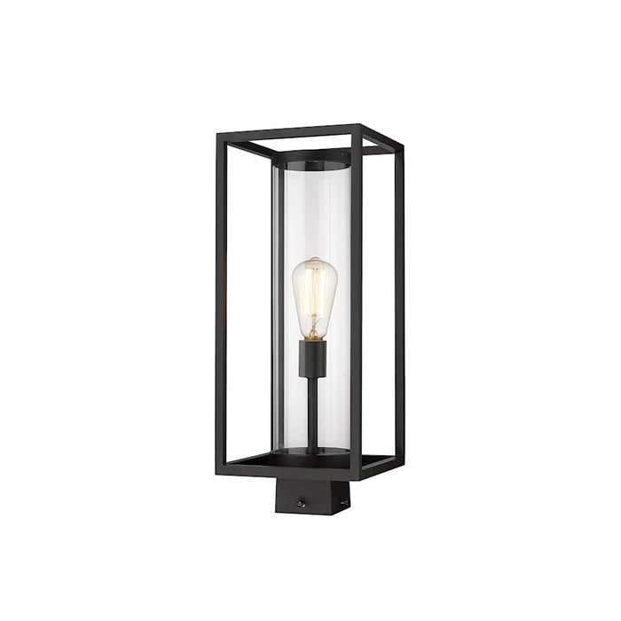Z-Lite Dunbroch 1 Light 20.25" Outdoor Post Mount, Black/Clear