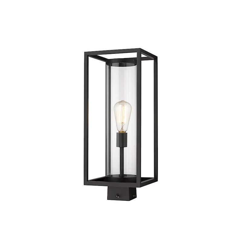 Z-Lite Dunbroch 1 Light 20.25" Outdoor Post Mount, Black/Clear