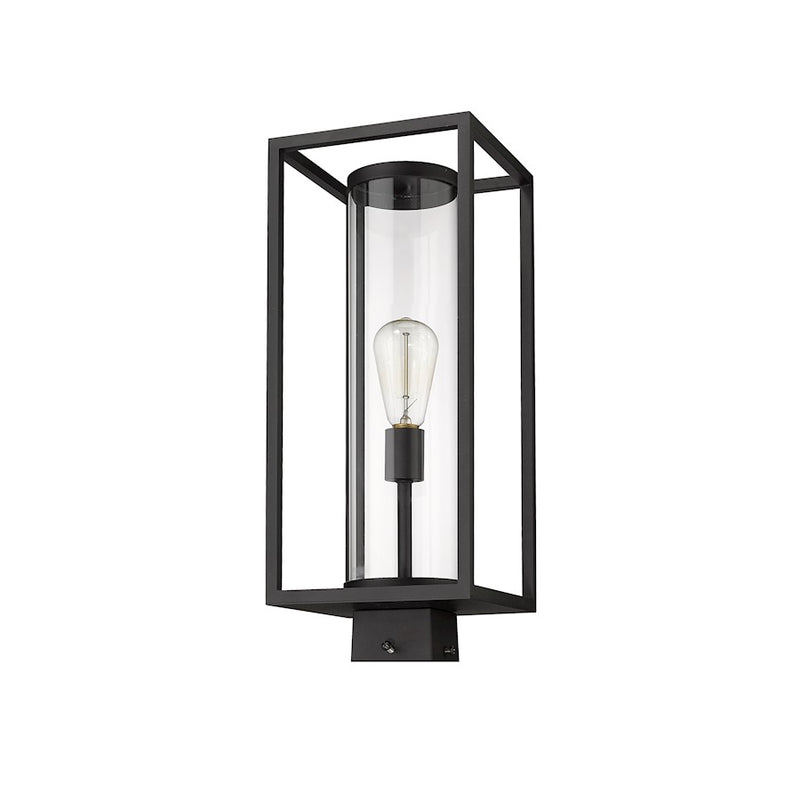 Z-Lite Dunbroch 1 Light 20.25" Outdoor Post Mount, Black/Clear