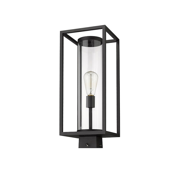 Z-Lite Dunbroch 1 Light 20.25" Outdoor Post Mount, Black/Clear