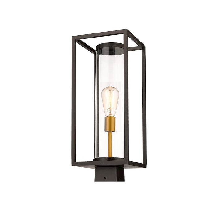 Z-Lite Dunbroch 1 Light 20" Outdoor Post, Bronze/Brass, Clear - 584PHMS-DBZ-OBS