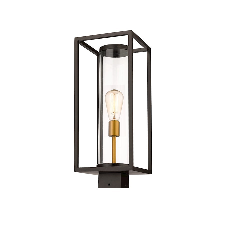 Z-Lite Dunbroch 1 Light 20" Outdoor Post, Bronze/Brass, Clear - 584PHMS-DBZ-OBS