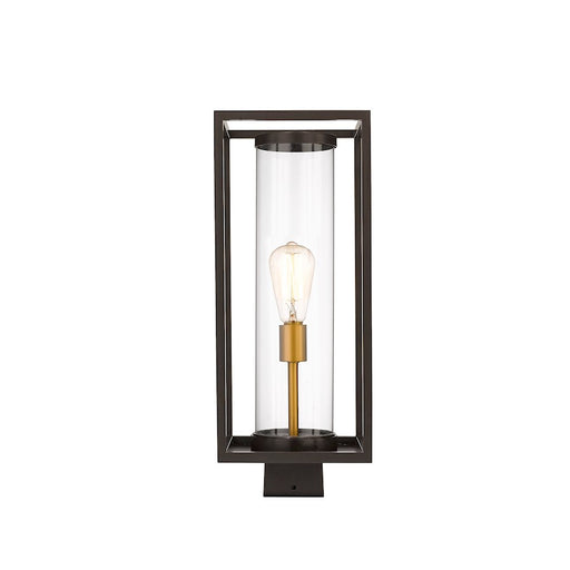 Z-Lite Dunbroch 1 Light 20" Outdoor Post, Bronze/Brass/Clear