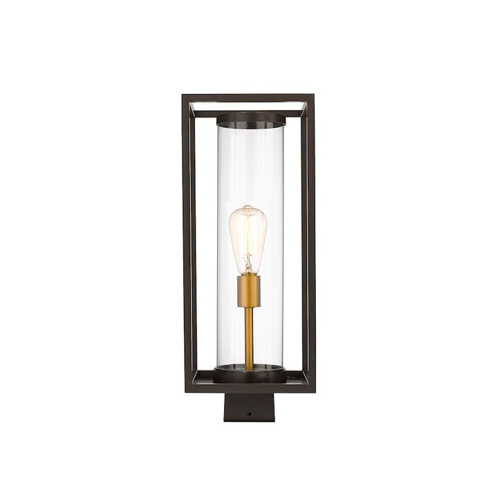 Z-Lite Dunbroch 1 Light 20" Outdoor Post, Bronze/Brass/Clear