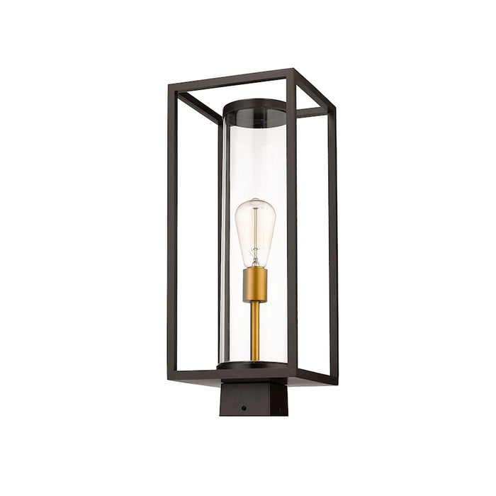 Z-Lite Dunbroch 1 Light 20" Outdoor Post, Bronze/Brass/Clear