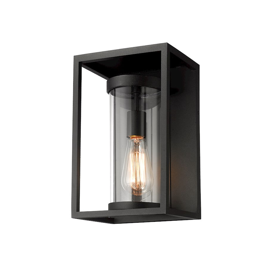 Z-Lite Dunbroch 1 Light 13" Outdoor Wall Sconce, Black, Clear - 584S-BK
