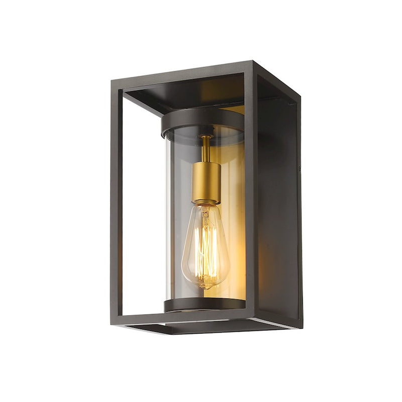 Z-Lite Dunbroch 1 Light 13" Outdoor Sconce, Bronze/Brass, Clear - 584S-DBZ-OBS
