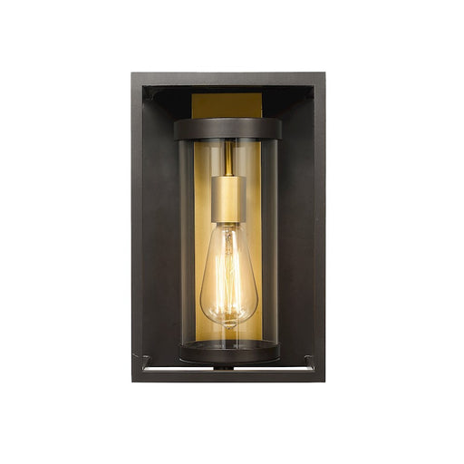 Z-Lite Dunbroch 1 Light 13" Outdoor Sconce, Bronze/Brass/Clear