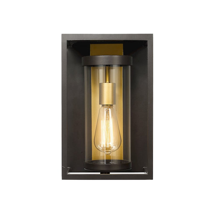 Z-Lite Dunbroch 1 Light 13" Outdoor Sconce, Bronze/Brass/Clear