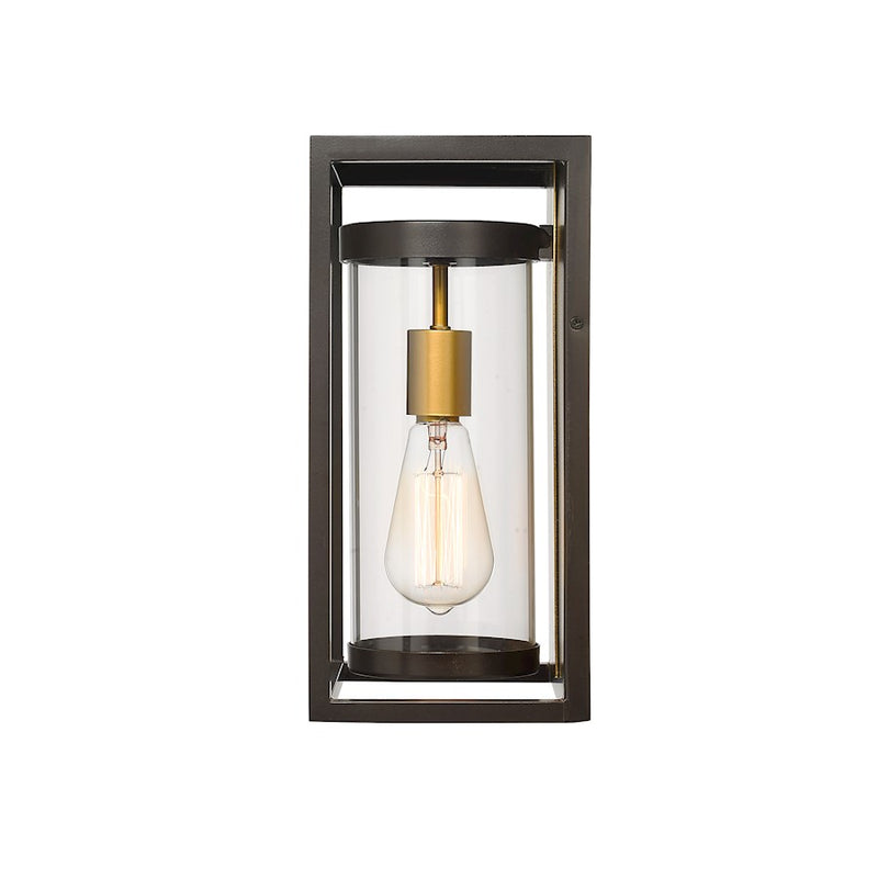 Z-Lite Dunbroch 1 Light 13" Outdoor Sconce, Bronze/Brass/Clear