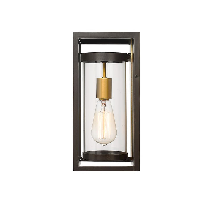 Z-Lite Dunbroch 1 Light 13" Outdoor Sconce, Bronze/Brass/Clear